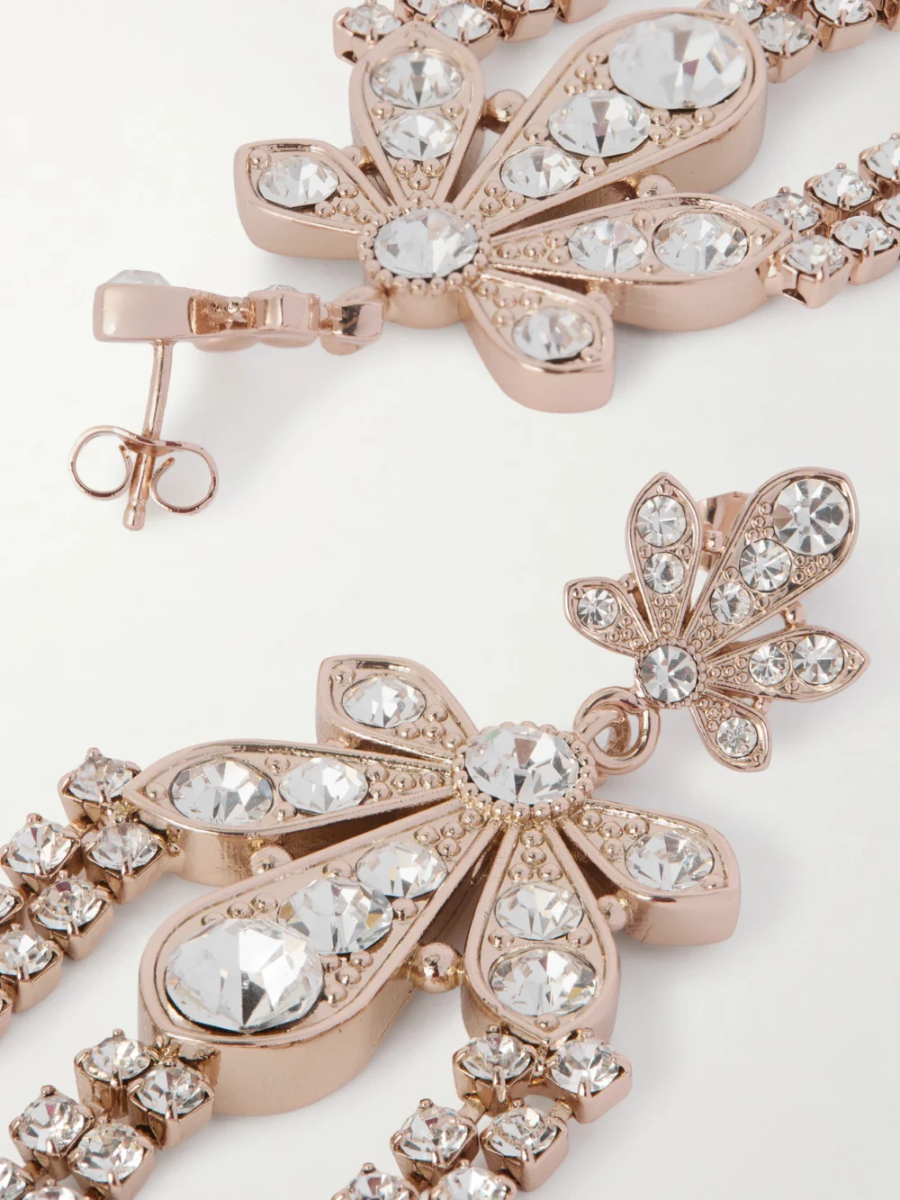 Back view of the Rabanne Rose Gold-tone Crystal Earrings