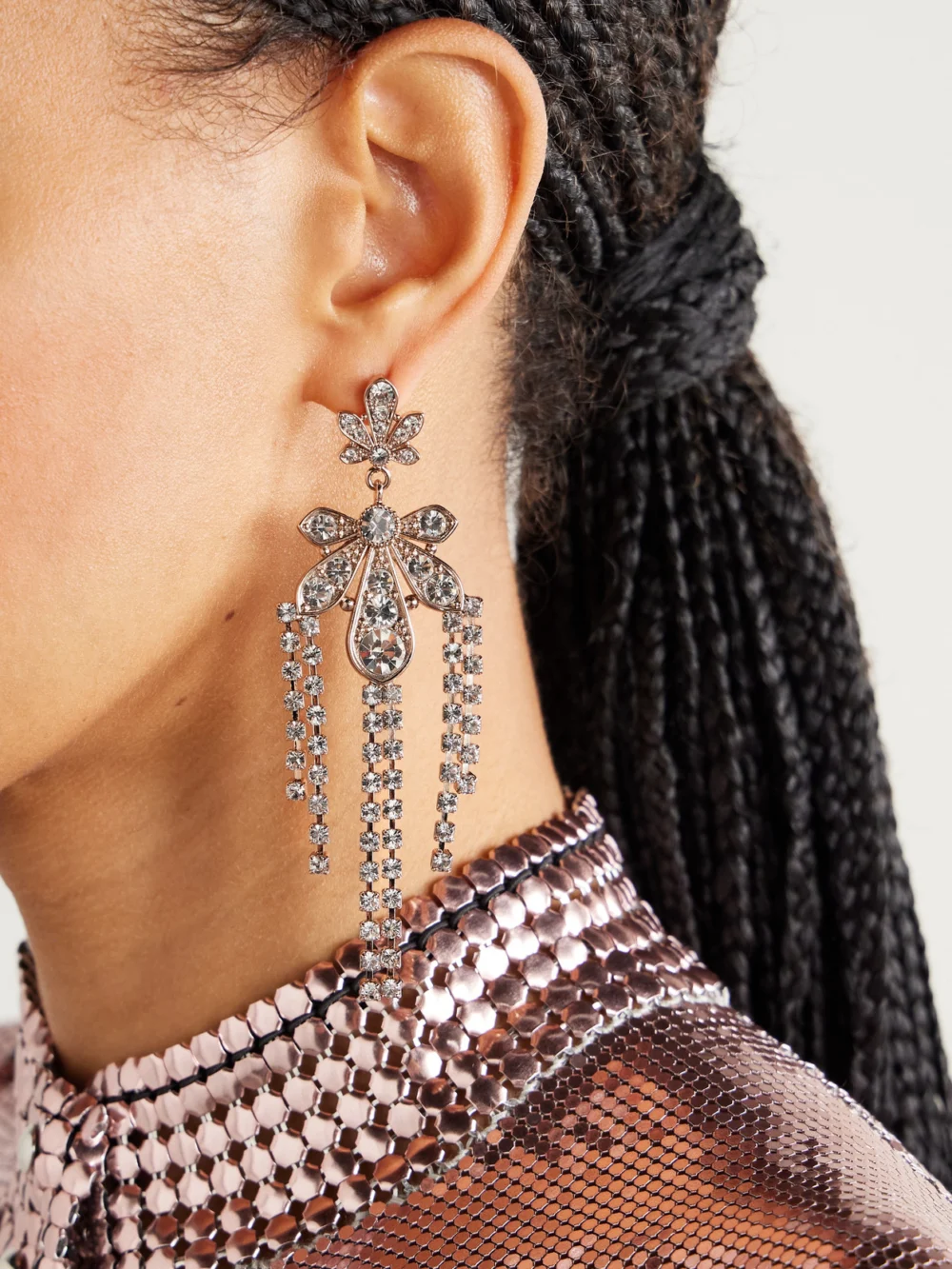 Rabanne Rose Gold-tone Crystal Earrings, styled view