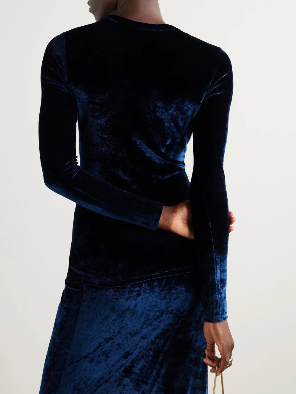 Back view of the Rabanne Ruched Embellished Velvet Top