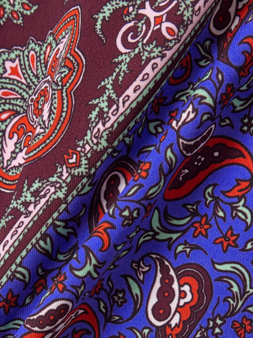 Close-up detail of the Rabanne Ruched Paisley-print Jersey Shirt