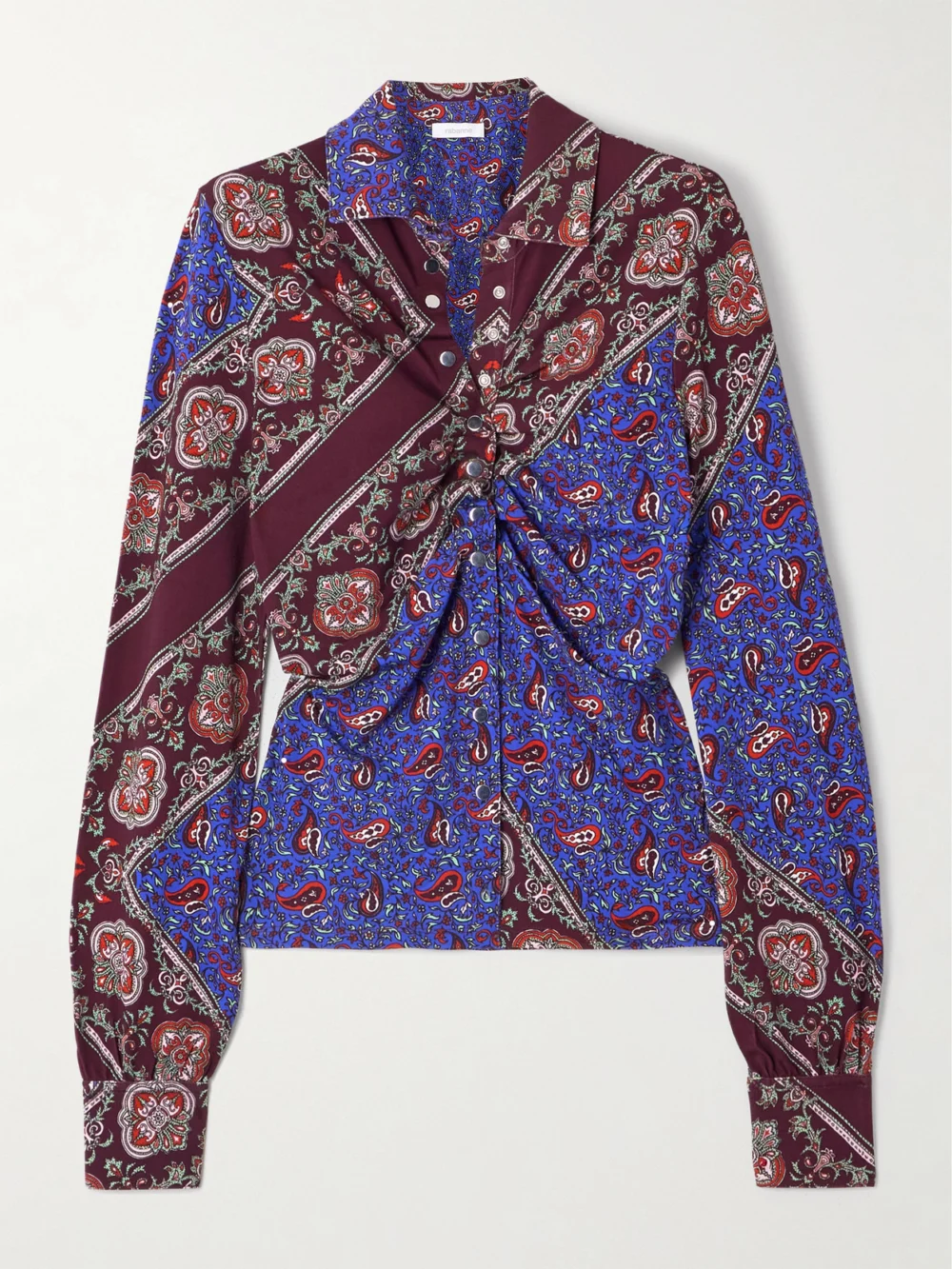 Rabanne Ruched Paisley-print Jersey Shirt in multi