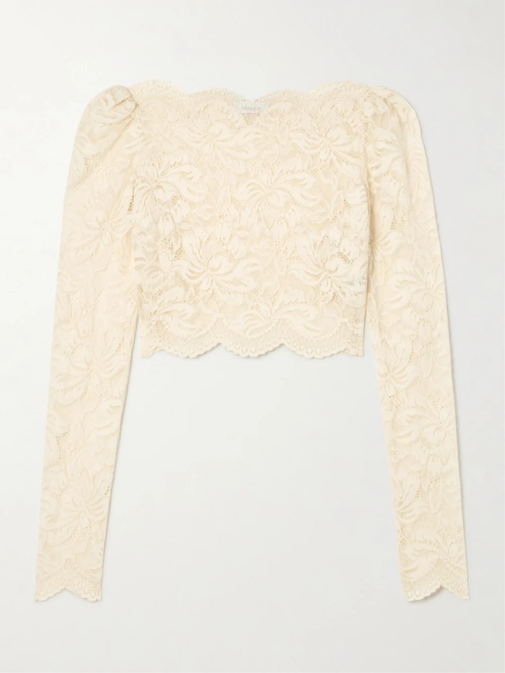 Rabanne Scalloped Cropped Lace Top in white