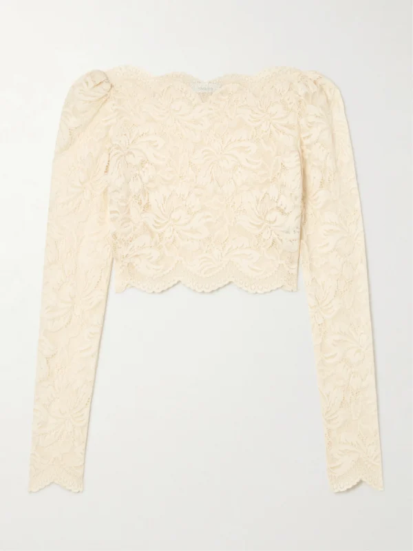 Rabanne Scalloped Cropped Lace Top