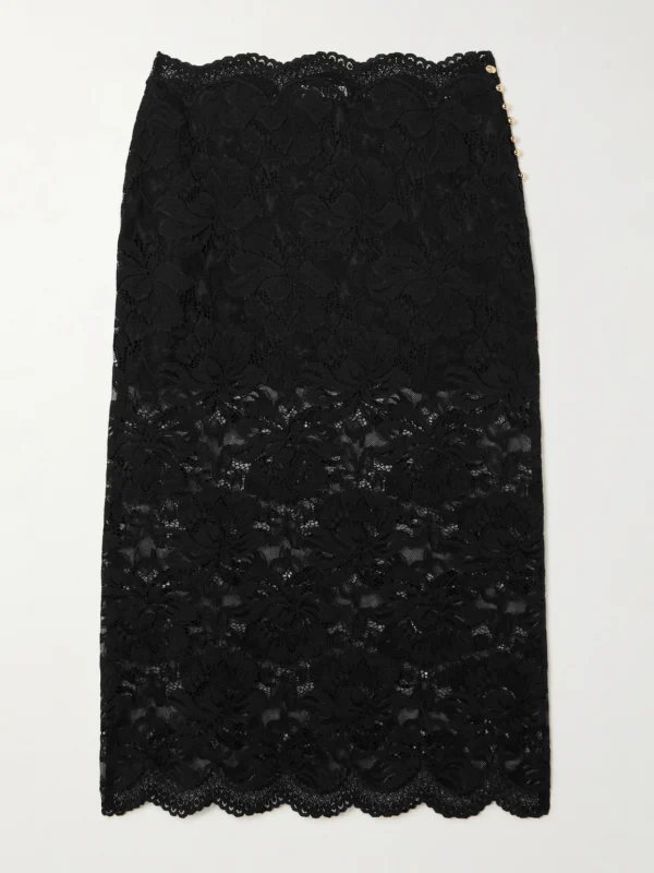 Rabanne Scalloped Lace Midi Skirt