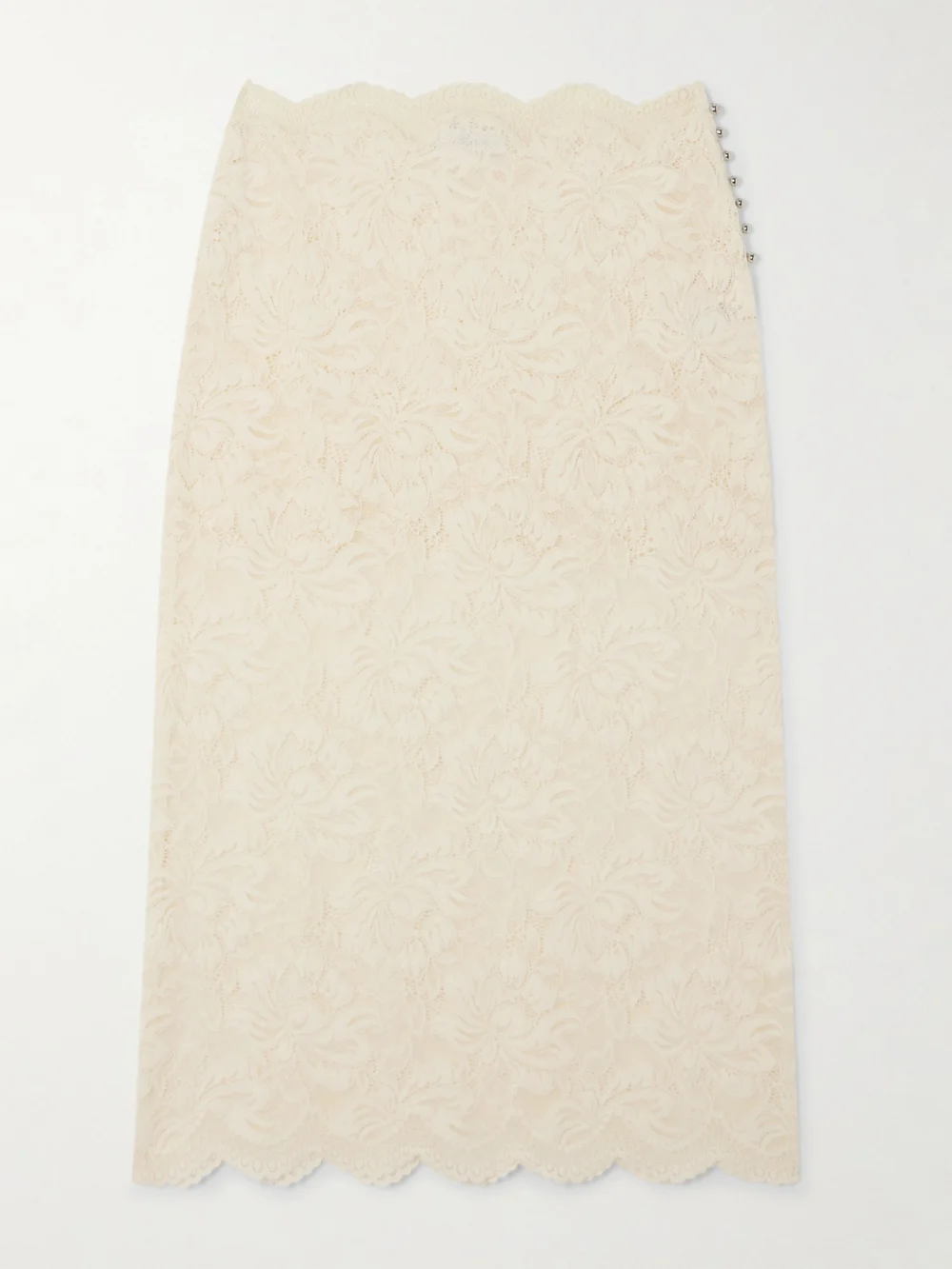 Rabanne Scalloped Lace Midi Skirt in white