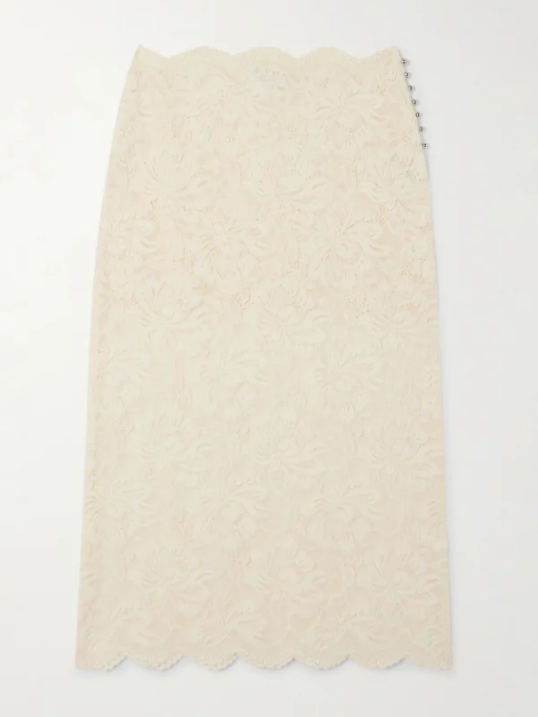 Rabanne Scalloped Lace Midi Skirt