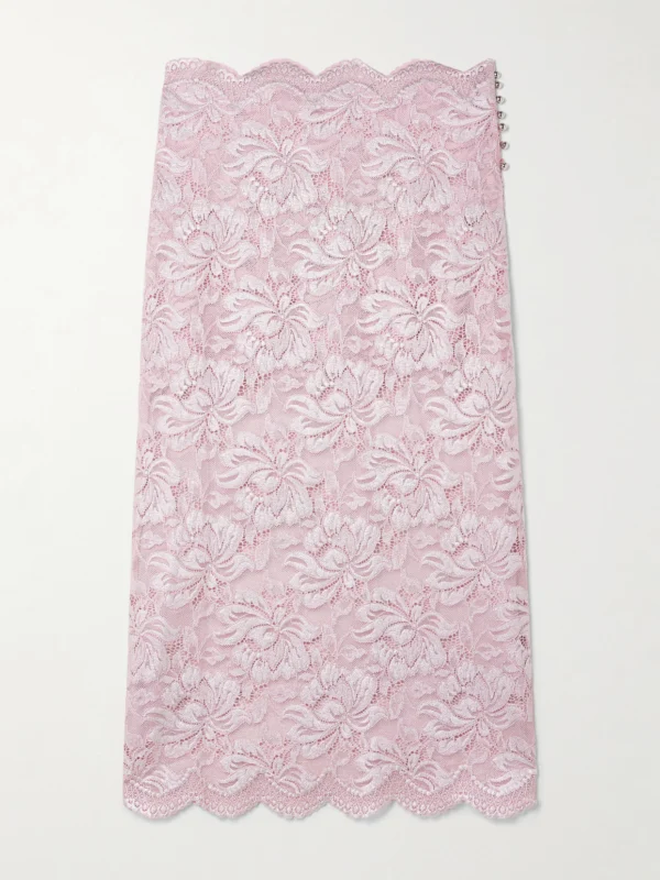 Rabanne Scalloped Metallic Stretch-lace Midi Skirt