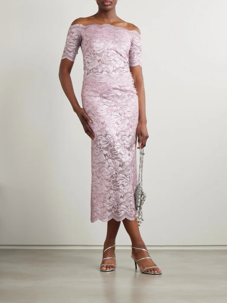 Rabanne Scalloped Metallic Stretch-lace Midi Skirt