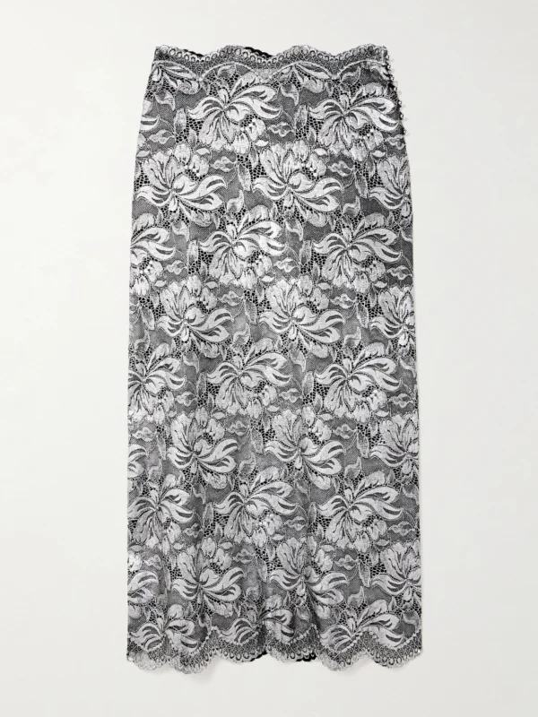 Rabanne Scalloped Metallic Stretch-lace Midi Skirt