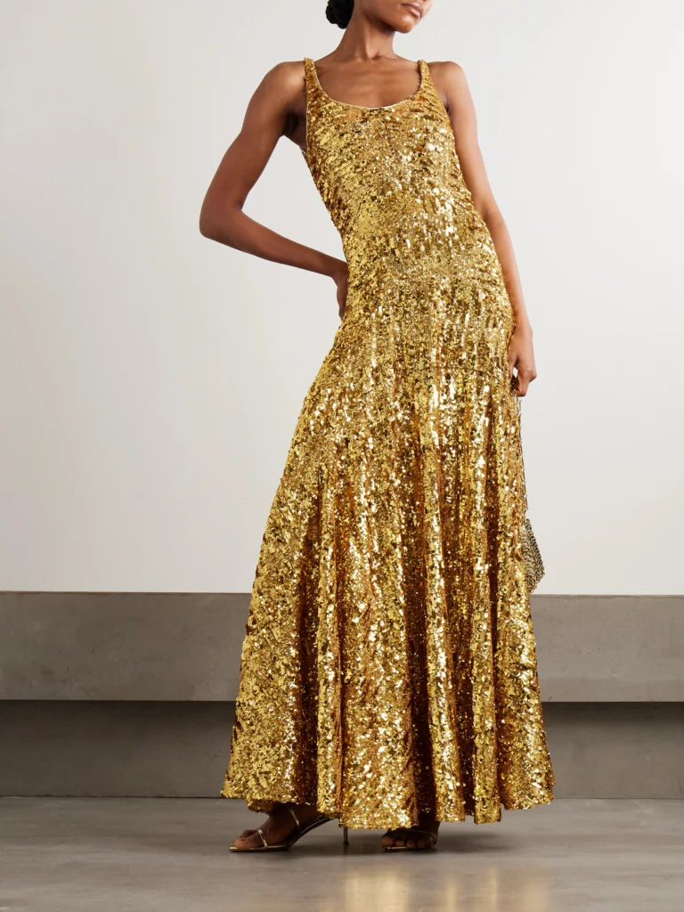 Rabanne Sequined Crepe De Chine Maxi Dress
