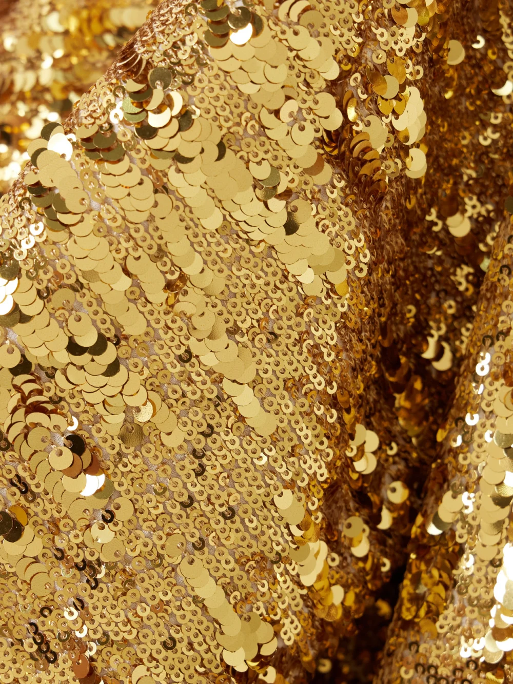 Close-up detail of the Rabanne Sequined Crepe De Chine Turtleneck Top
