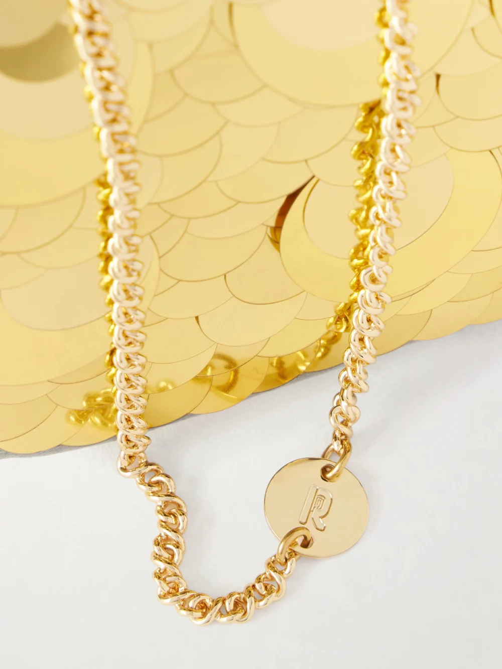 Close-up detail of the Rabanne Sparkle Mini Sequin-embellished Shoulder Bag