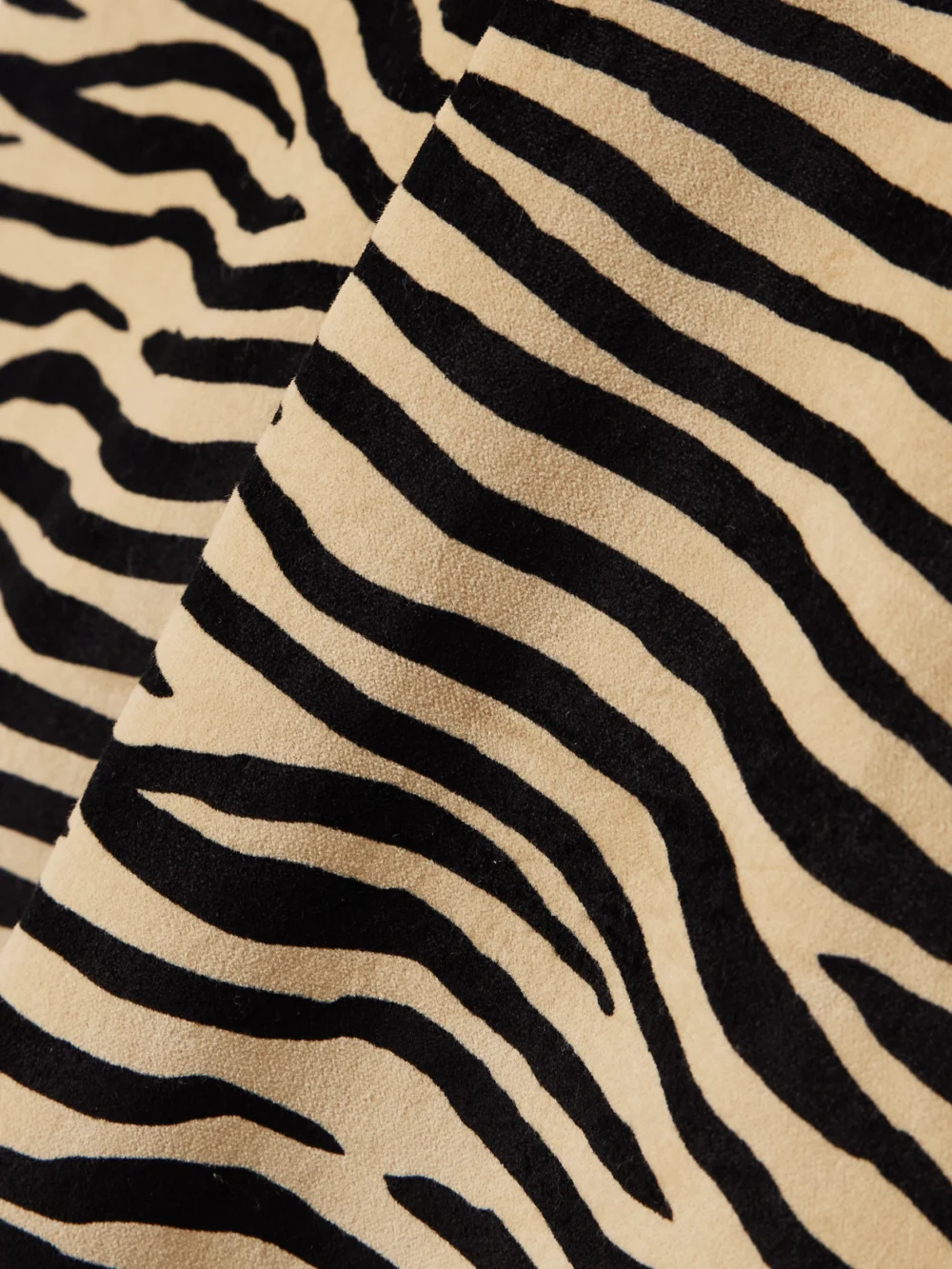 Close-up detail of the Rabanne Straight-leg Zebra-print Cotton-blend Velvet Pants