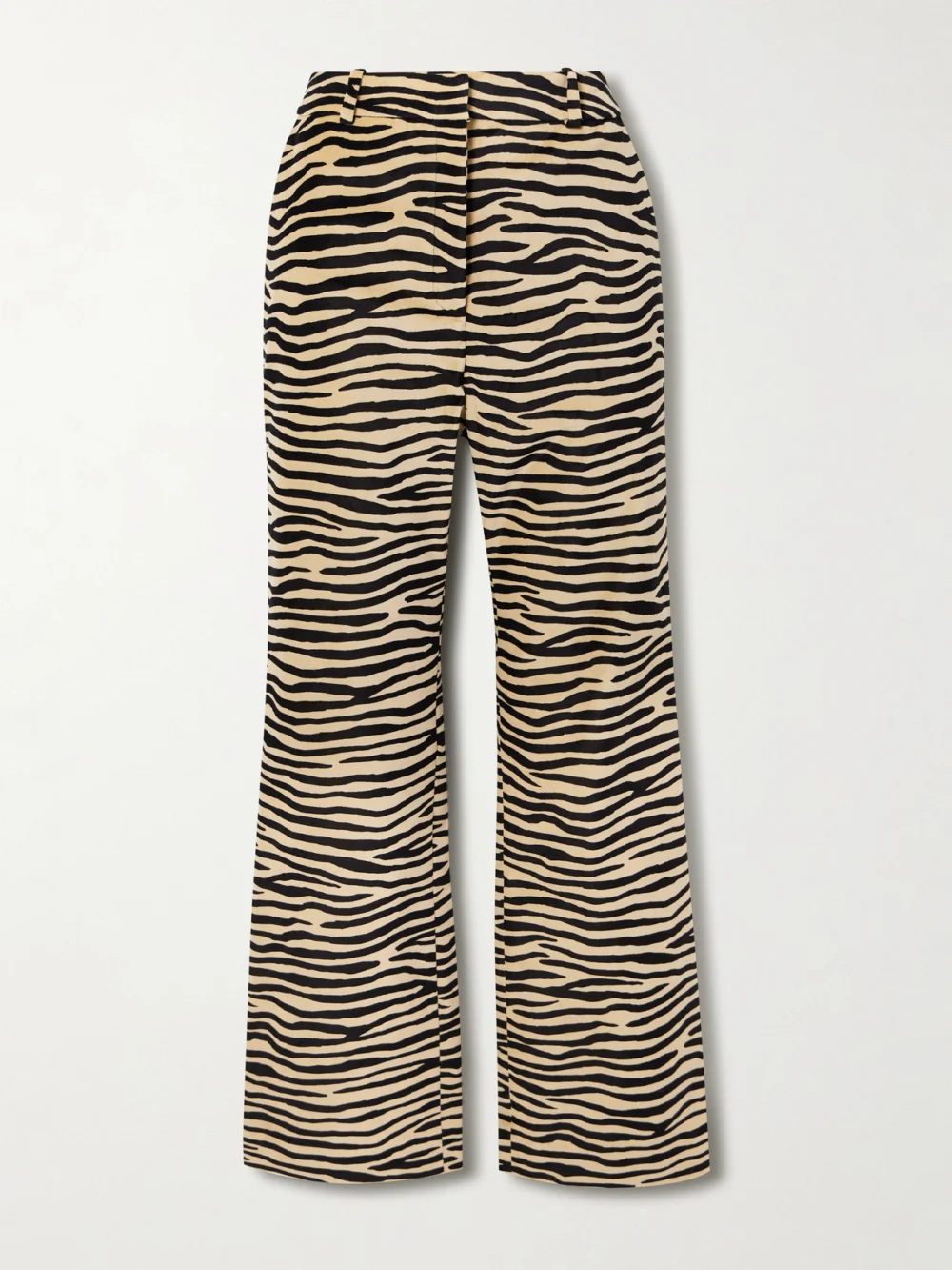 Rabanne Straight-leg Zebra-print Cotton-blend Velvet Pants in cream