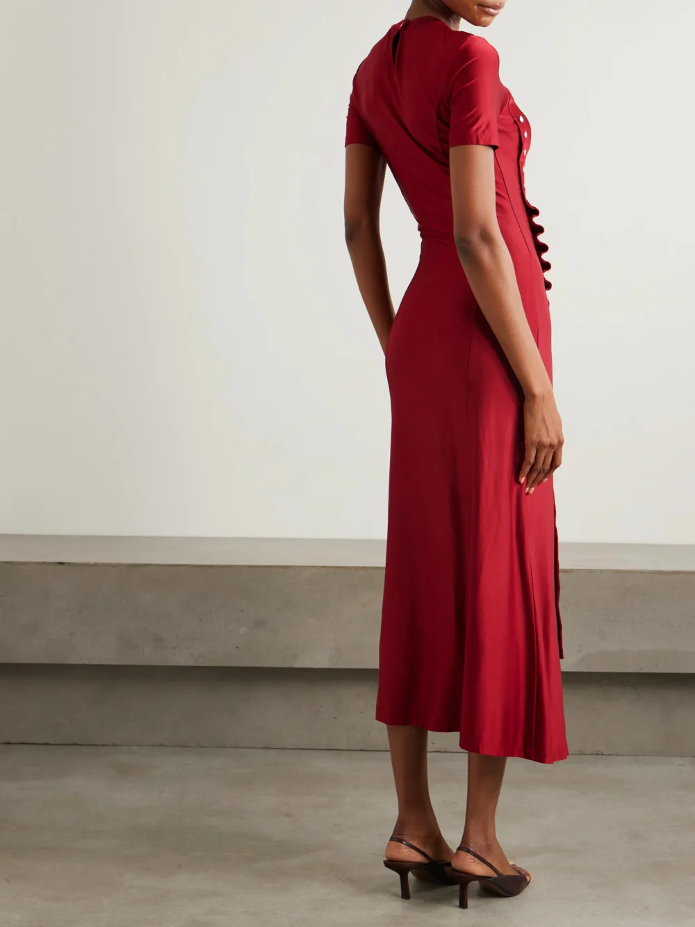 Back view of the Rabanne Stretch-jersey Midi Dress