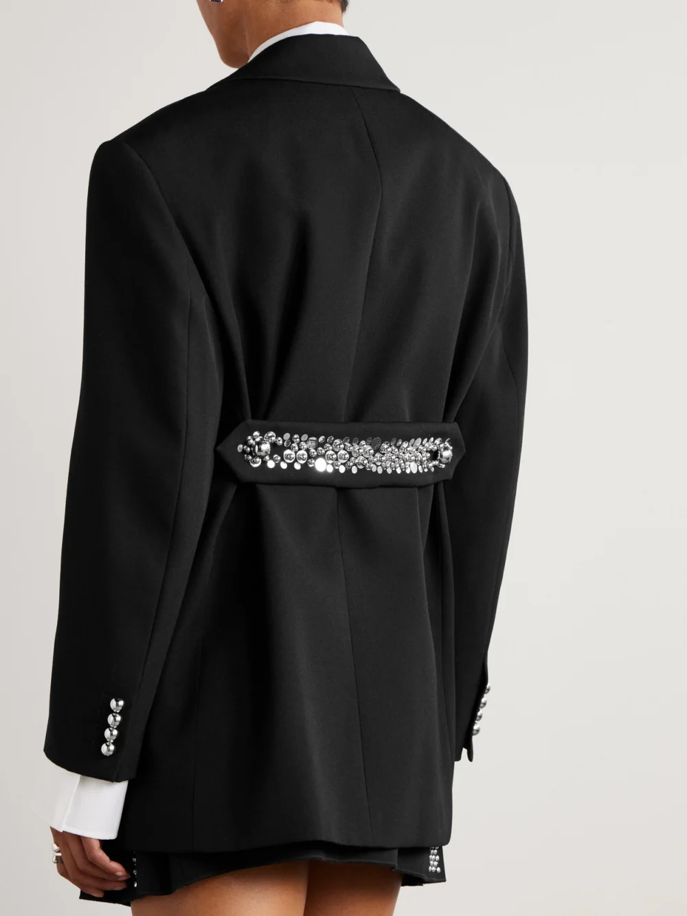 Back view of the Rabanne Studded Grain De Poudre Wool Blazer