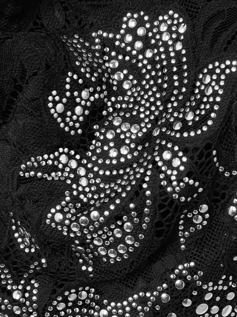 Close-up detail of the Rabanne Studded Stretch-lace Midi Dress