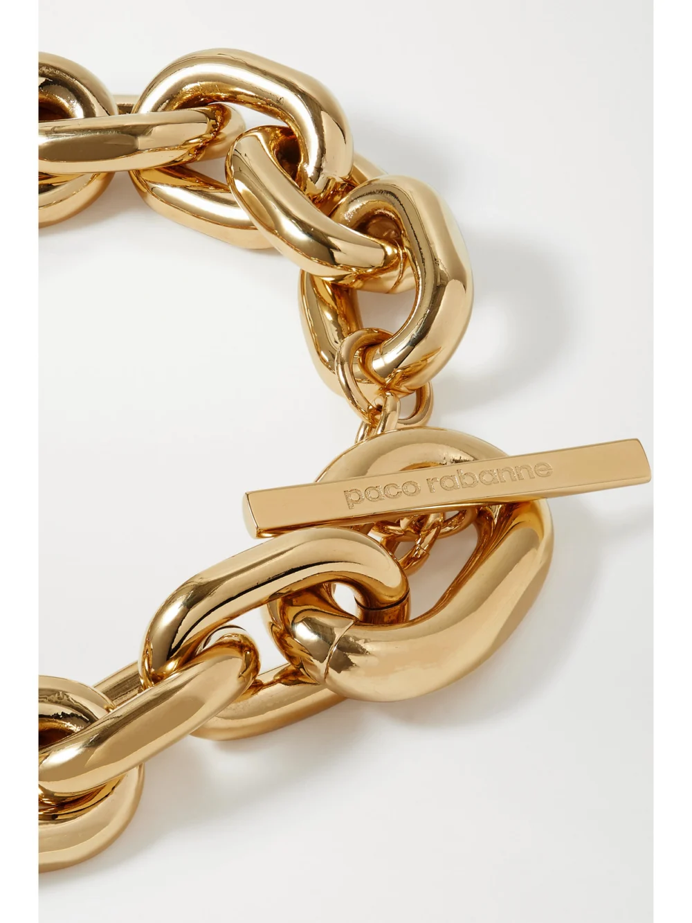 Close-up detail of the Rabanne Xl Link Gold-tone Necklace