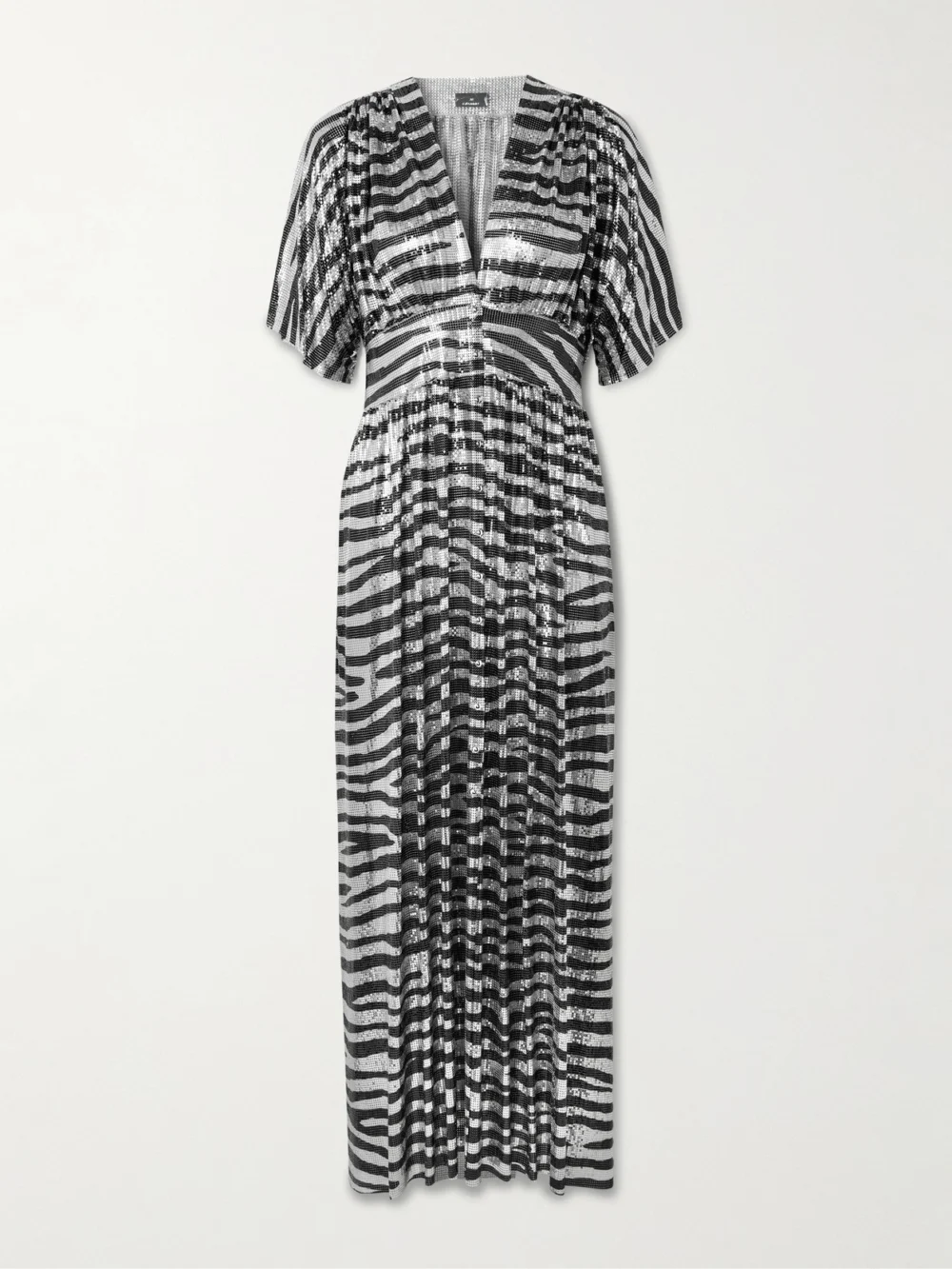 Rabanne Zebra-print Chainmail Midi Dress in silver