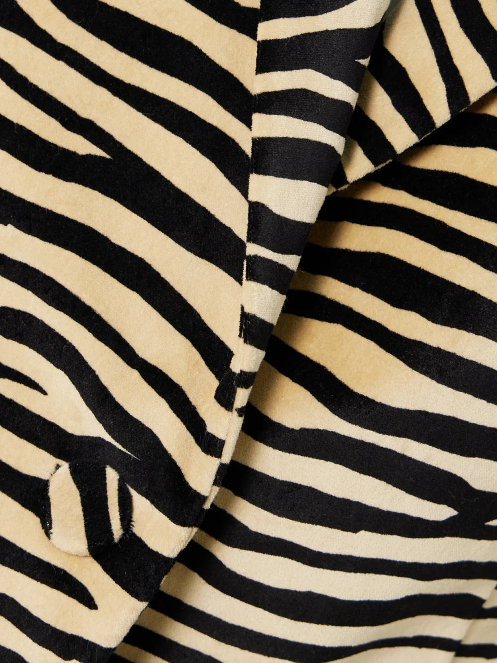 Close-up detail of the Rabanne Zebra-print Cotton-blend Velvet Blazer