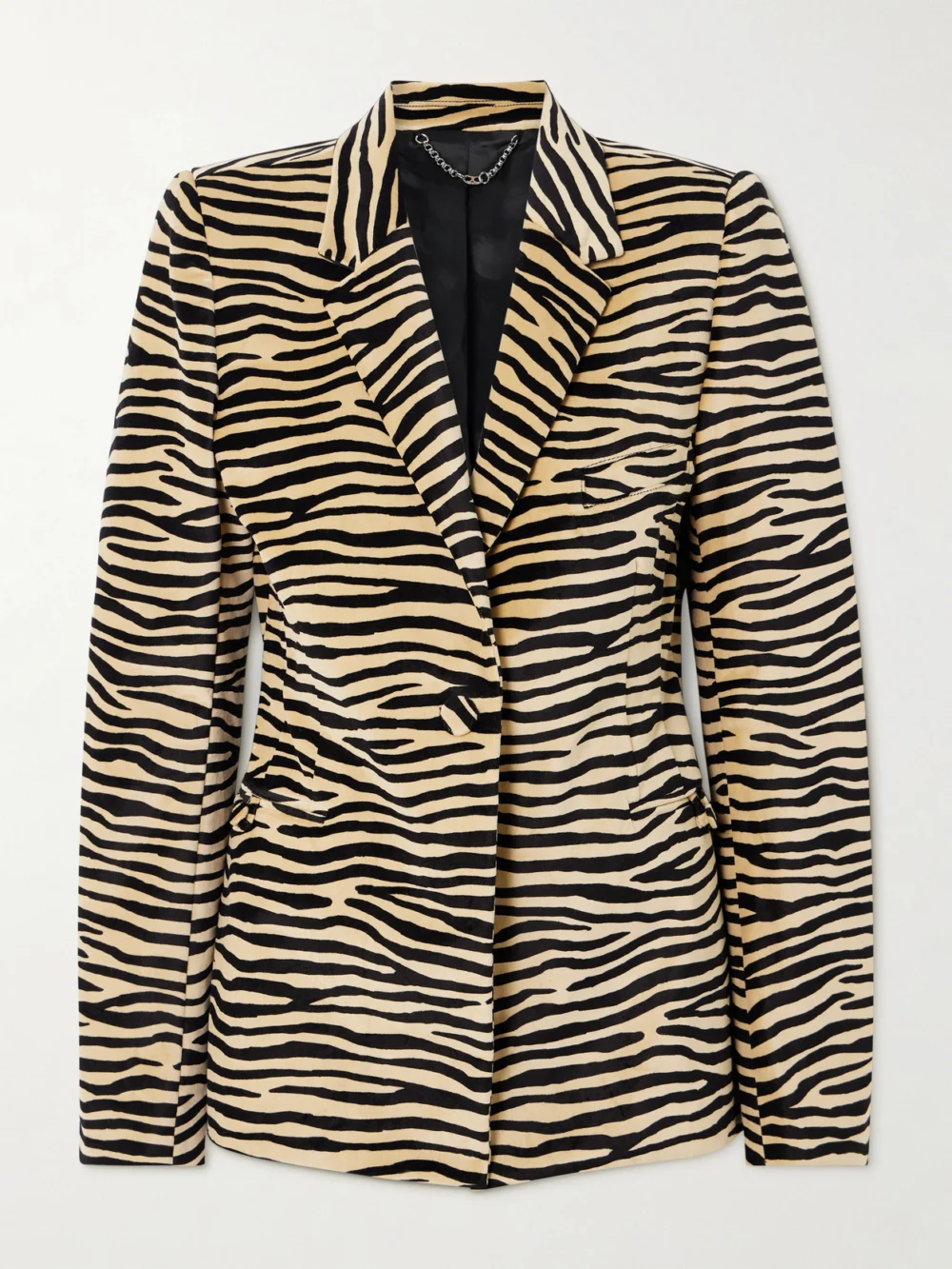 Rabanne Zebra-print Cotton-blend Velvet Blazer in cream