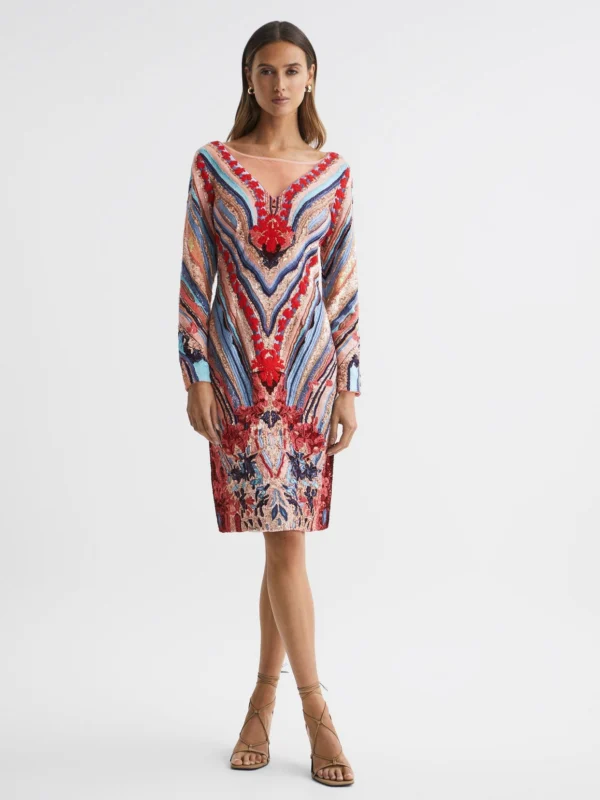 Raishma Raishma Embellished Textured Mini Dress, Pink & Blue