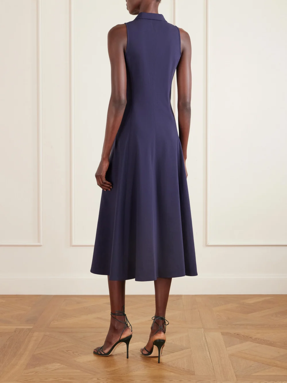Back view of the Ralph Lauren Collection Alecia Cotton-blend Jersey Midi Dress