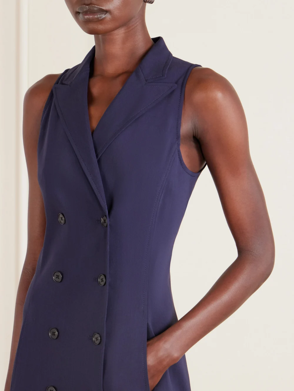Close-up detail of the Ralph Lauren Collection Alecia Cotton-blend Jersey Midi Dress