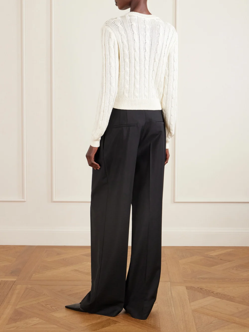 Back view of the Ralph Lauren Collection Cable-knit Silk Cardigan