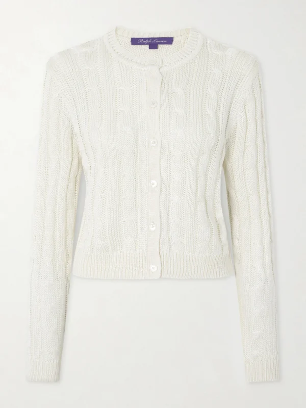 Ralph Lauren Collection Cable-knit Silk Cardigan