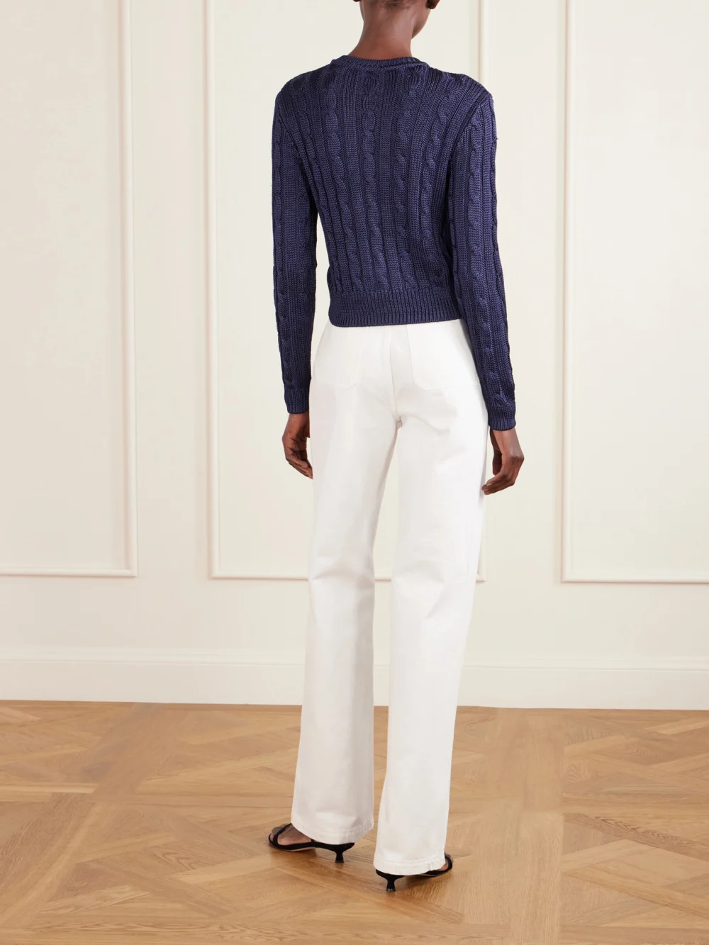 Back view of the Ralph Lauren Collection Cable-knit Silk Cardigan