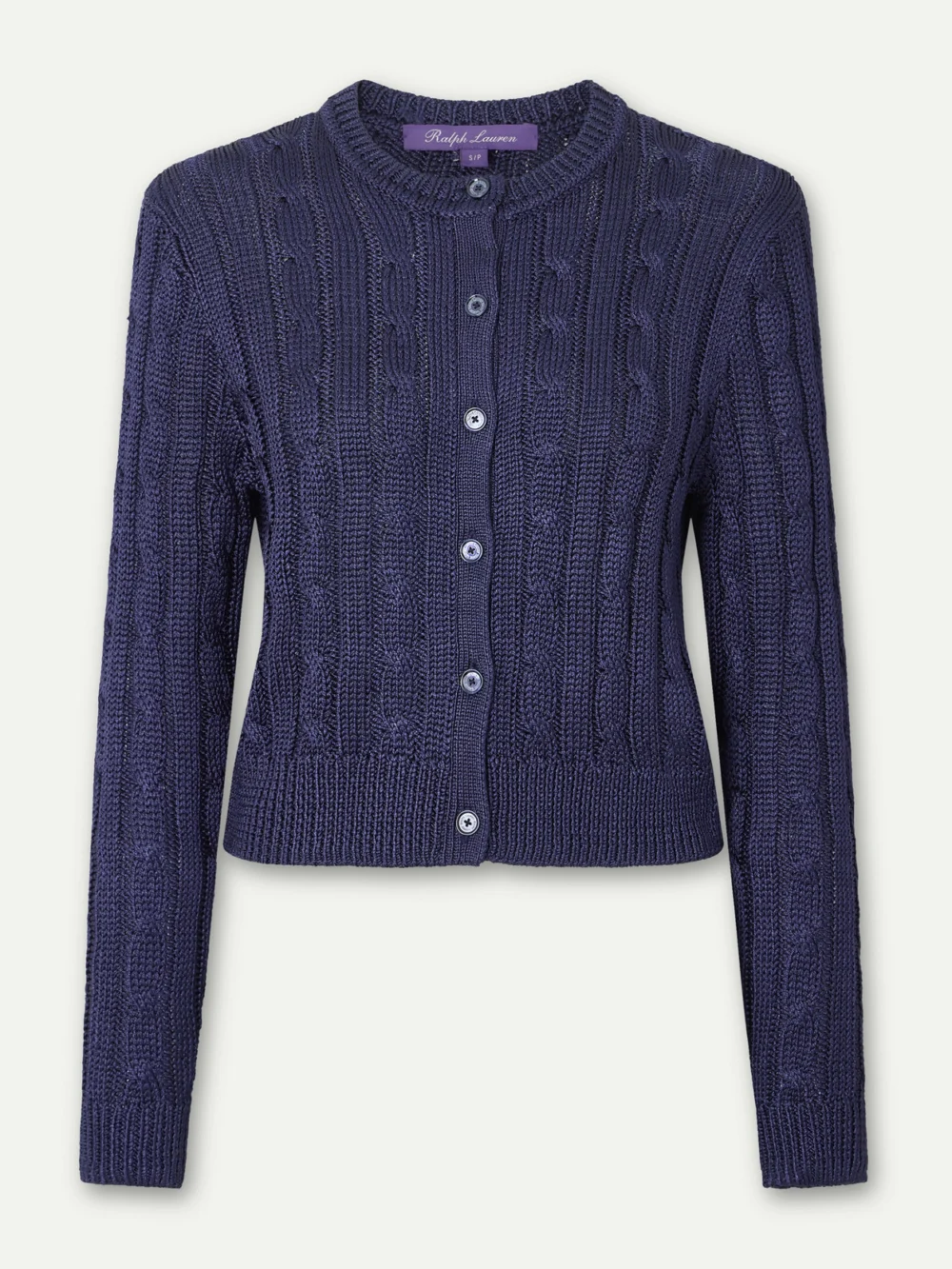Ralph Lauren Collection Cable-knit Silk Cardigan in navy