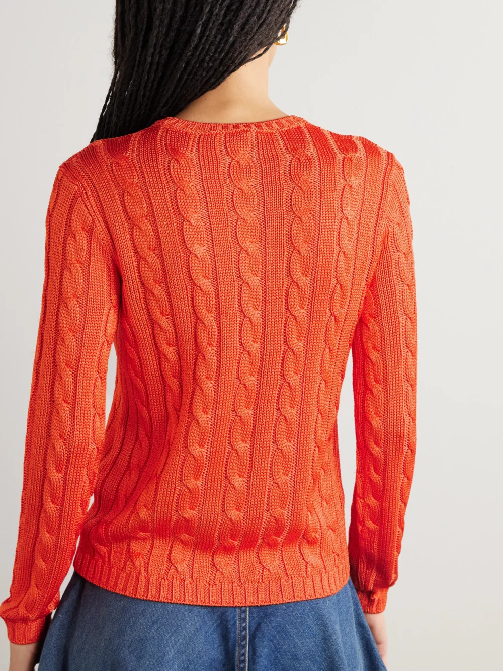 Back view of the Ralph Lauren Collection Cable-knit Silk Sweater