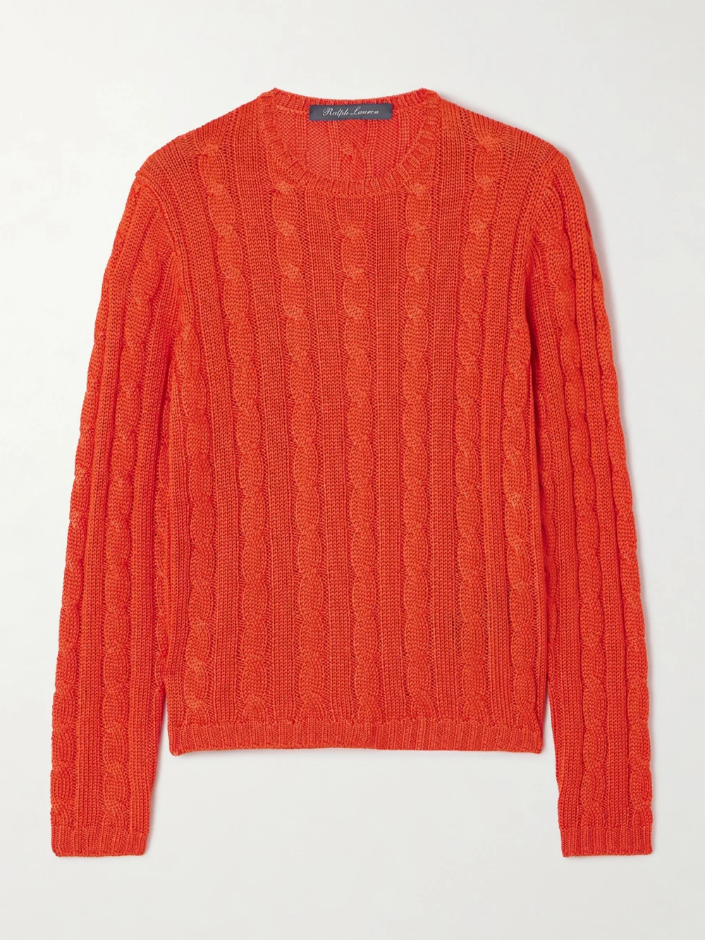 Ralph Lauren Collection Cable-knit Silk Sweater in bright orange