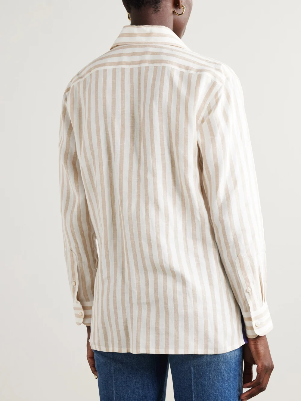 Back view of the Ralph Lauren Collection Capri Striped Linen Shirt