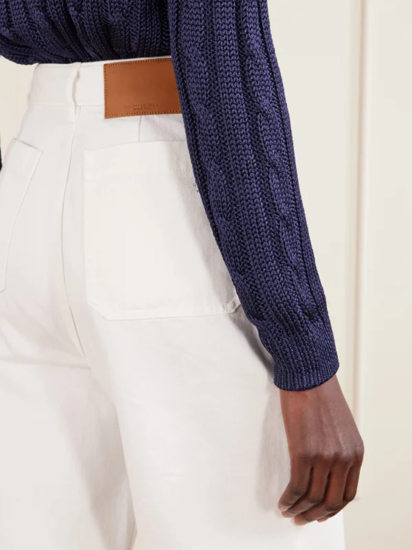 Close-up detail of the Ralph Lauren Collection Dylon High-rise Straight-leg Jeans