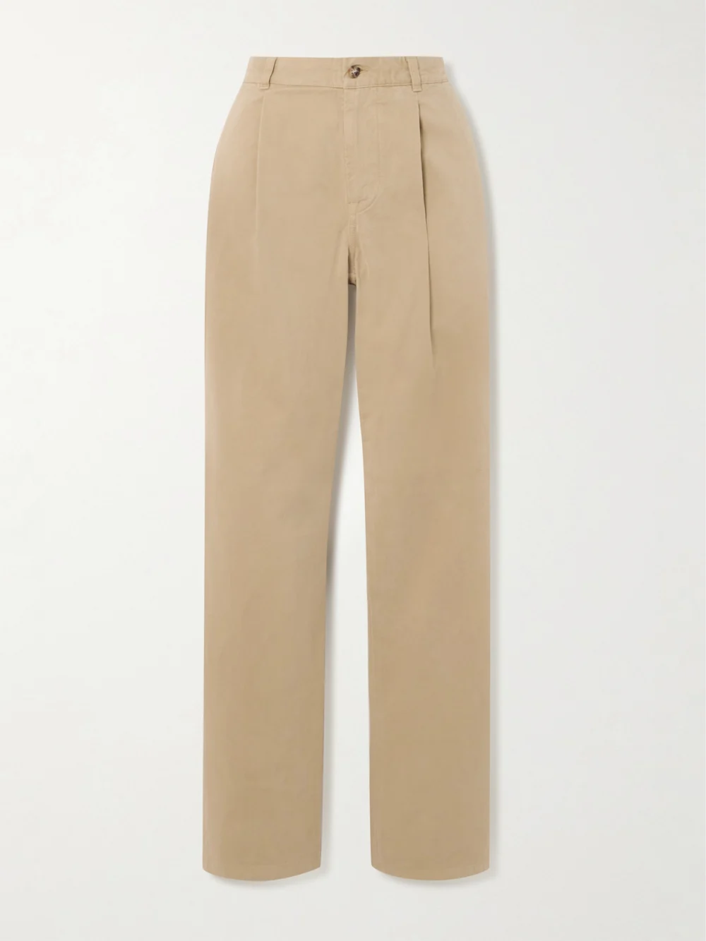Ralph Lauren Collection Fallon Pleated Brushed Cotton-twill Straight-leg Pants in beige