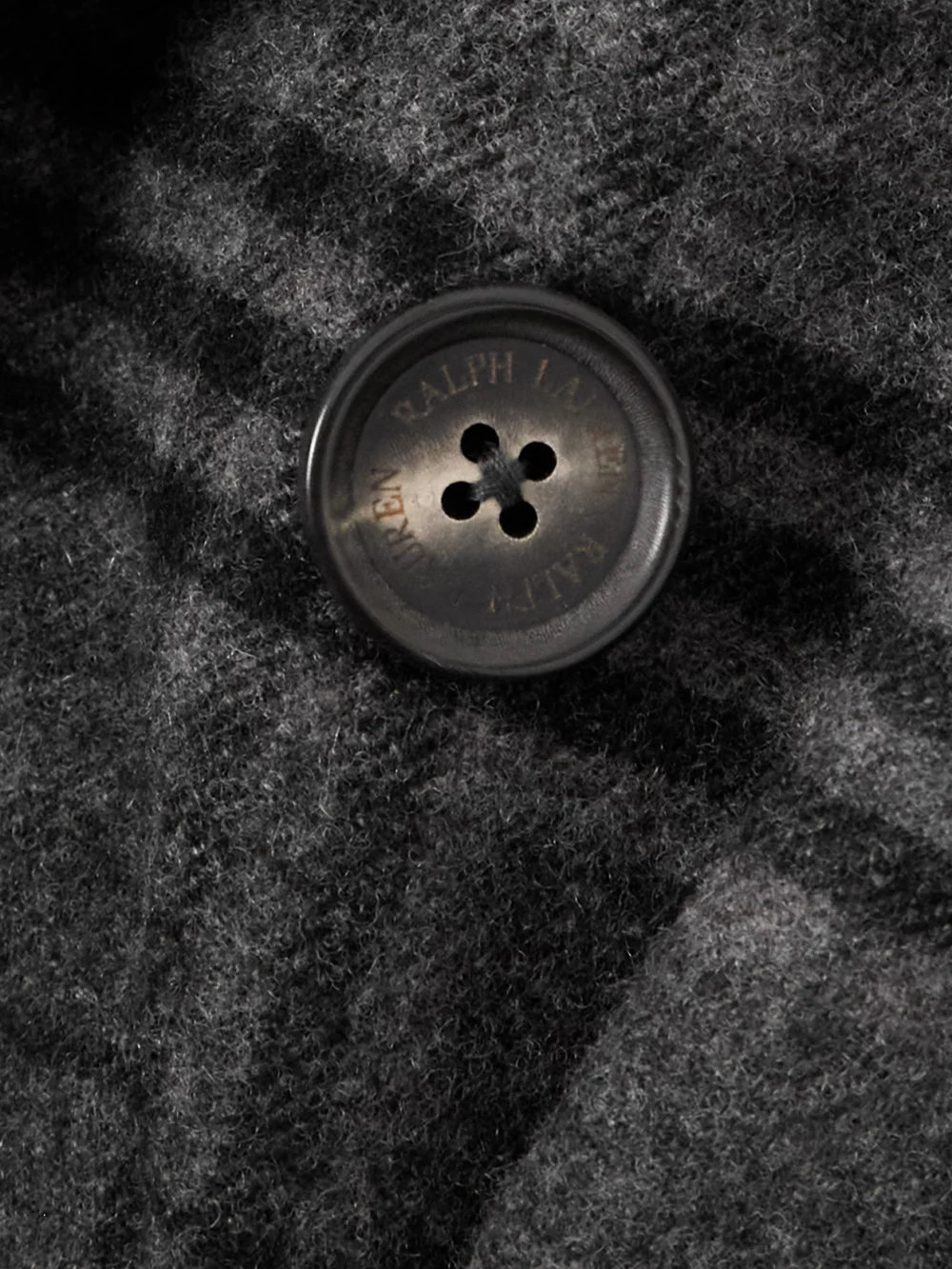 Close-up detail of the Ralph Lauren Collection Kent Double-breasted Checked Wool Blazer