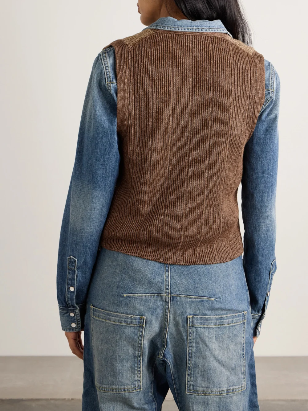 Back view of the Ralph Lauren Collection Linen and Silk-blend Vest