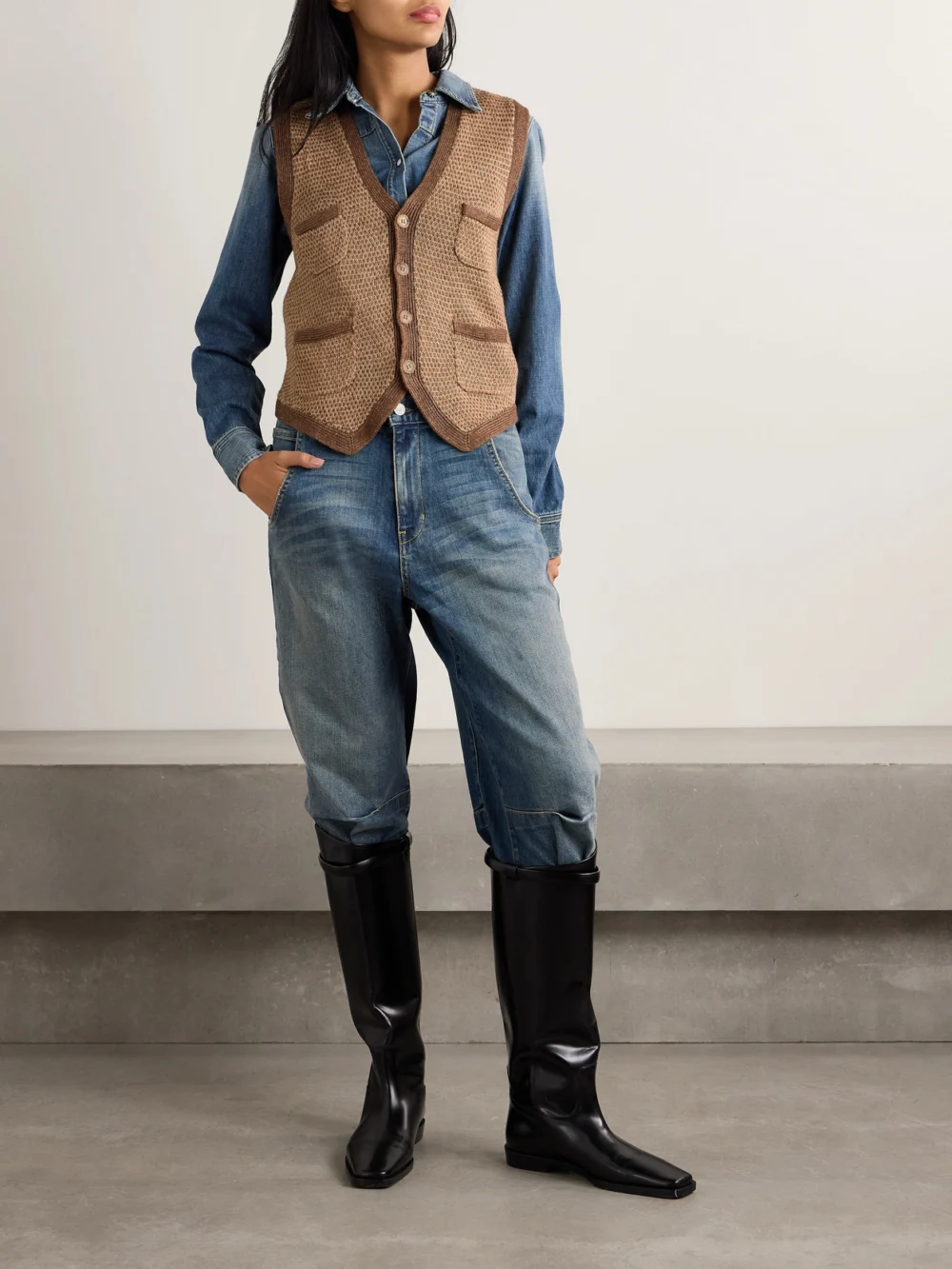 Ralph Lauren Collection Linen and Silk-blend Vest, worn by a model