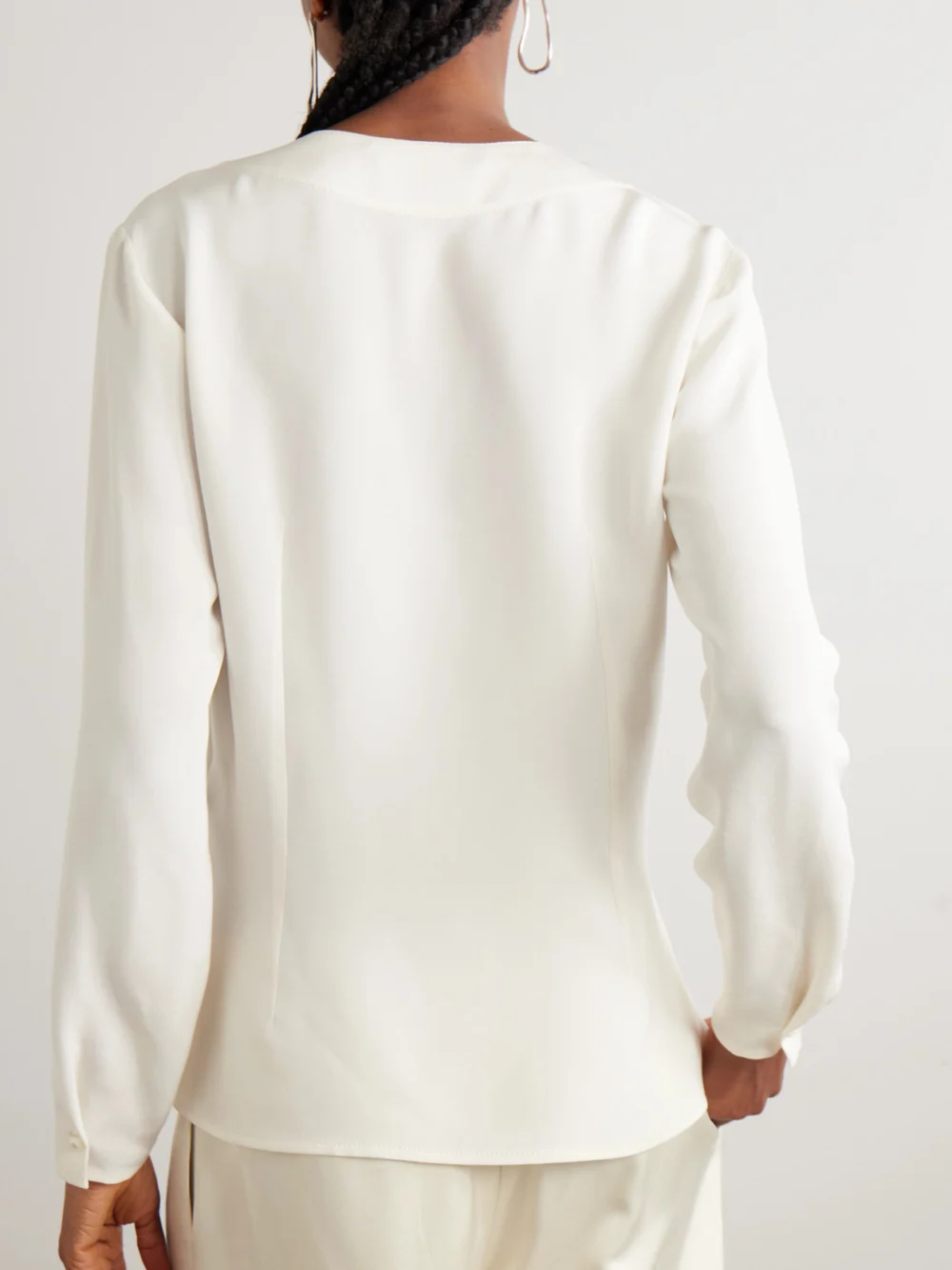 Back view of the Ralph Lauren Collection Liora Wrap-effect Silk Crepe De Chine Blouse