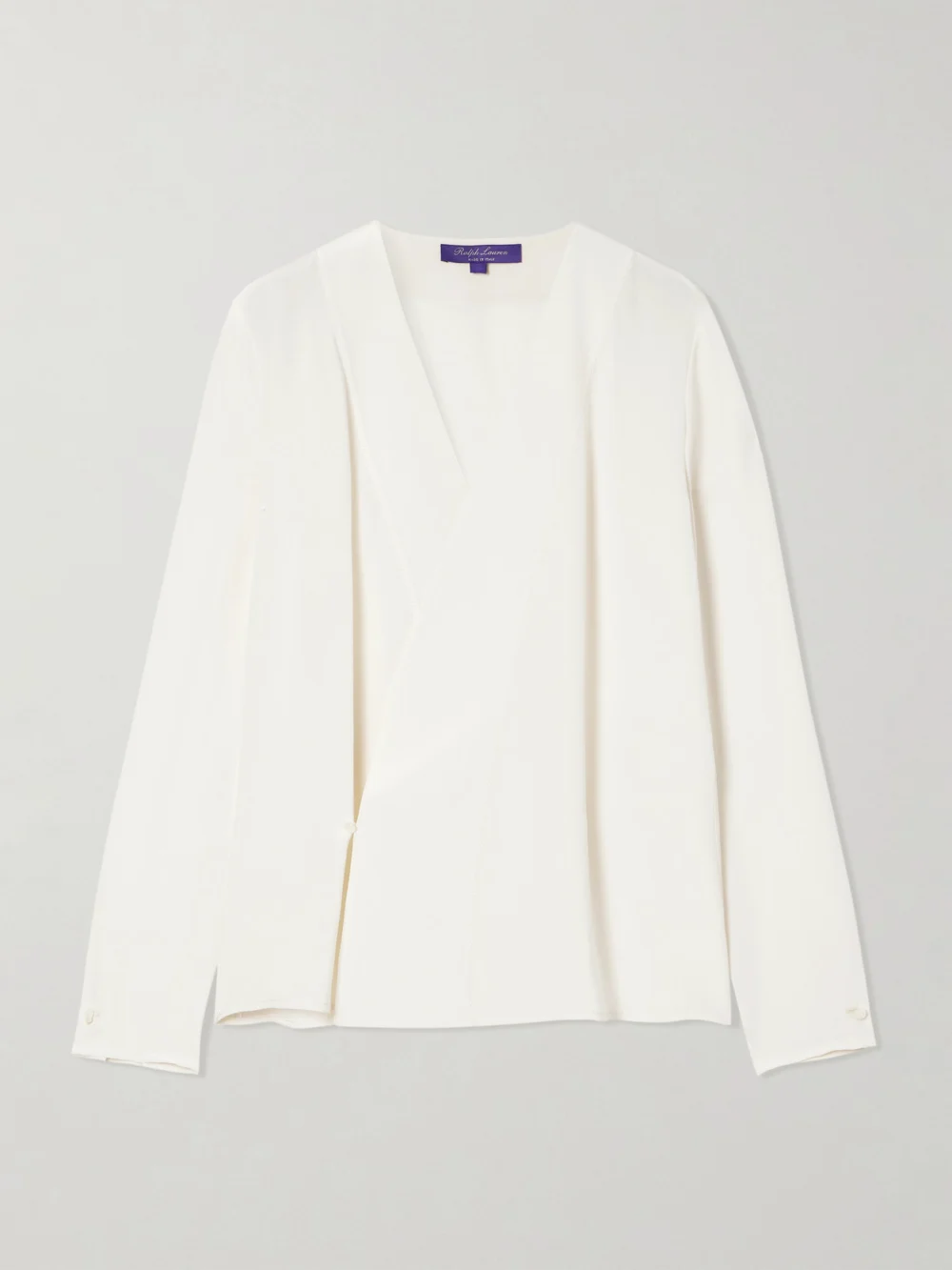 Ralph Lauren Collection Liora Wrap-effect Silk Crepe De Chine Blouse in cream