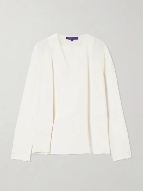 Ralph Lauren Collection Liora Wrap-effect Silk Crepe De Chine Blouse