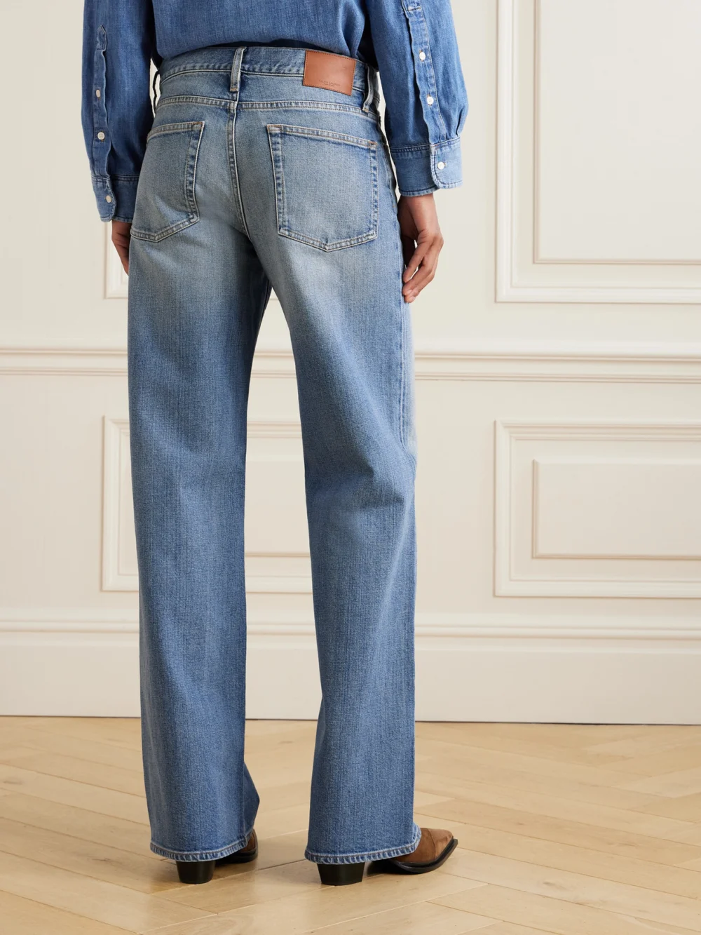 Back view of the Ralph Lauren Collection Mid-rise Wide-leg Jeans