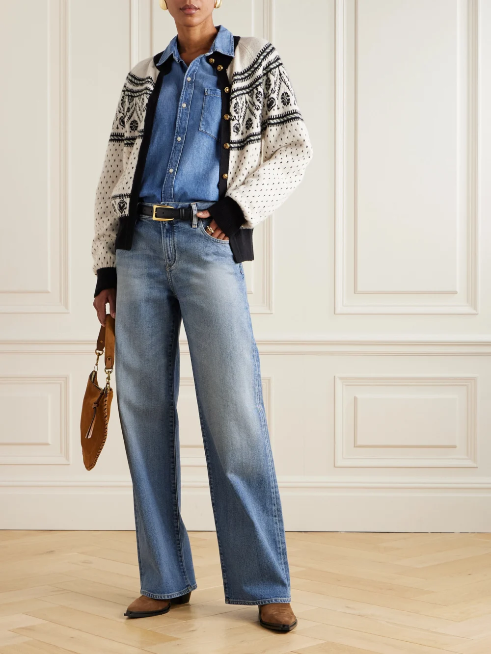 Ralph Lauren Collection Mid-rise Wide-leg Jeans, worn by a model