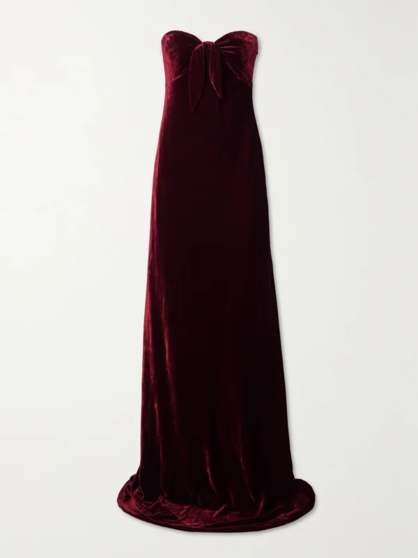 Ralph Lauren Collection Niles Strapless Bow-embellished Velvet Gown
