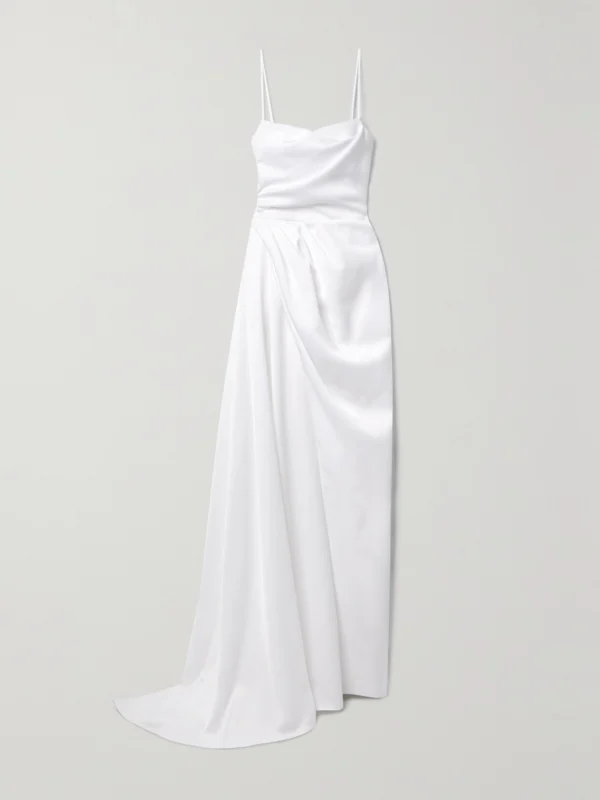Rasario Asymmetric Draped Duchesse-satin Gown