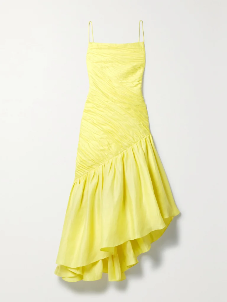 Rasario Asymmetric Ruffled Linen-blend Dress