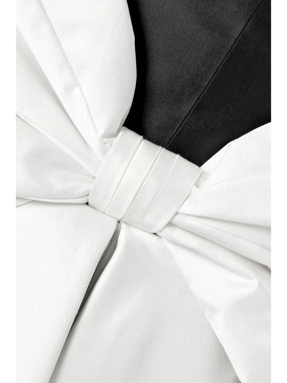 Close-up detail of the Rasario Bow-embellished Draped Silk-shantung Mini Dress