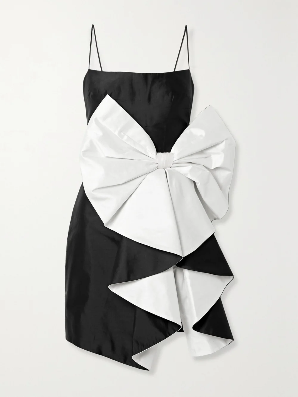 Rasario Bow-embellished Draped Silk-shantung Mini Dress in black